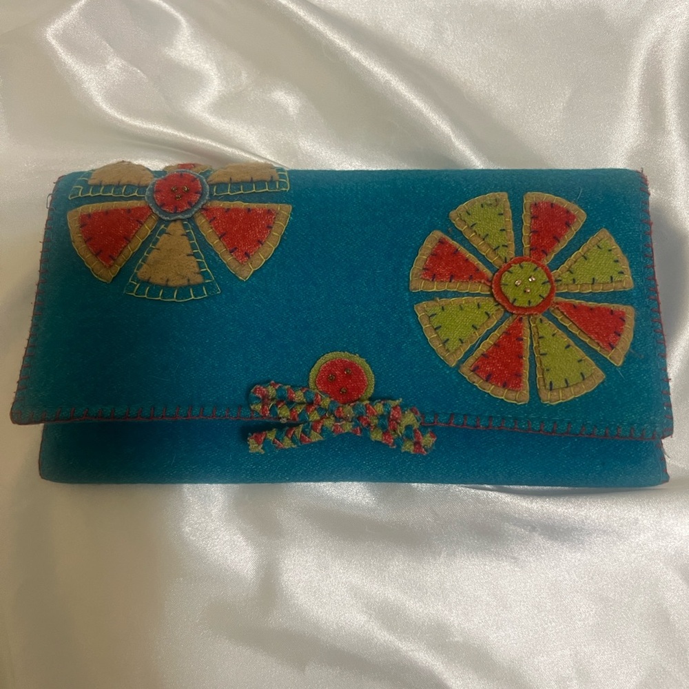 Shiraleah Blue Clutch with Floral Accents